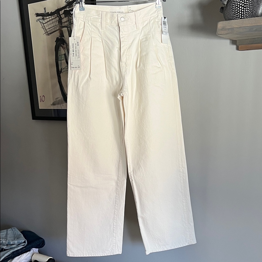 Aritzia Off-White High-Rise Wide-Leg Pants